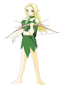 Vector graphics of archer girl in green outfit