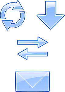 Niebieski i błyszczący e-mail i Internetu ikony wektorowe clipart