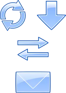 Modré a lesklé e-mail a internet ikony Vektor Klipart