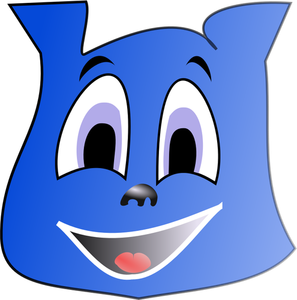Vektor gambar emoticon persegi yang biru