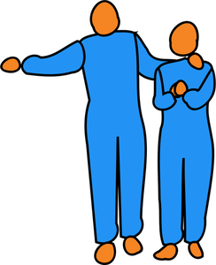 Vector drawing of interlinked man and woman