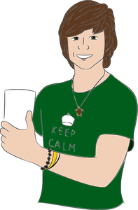 Vector image of young man showing thumbs up