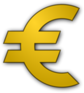 Simbolul de monedă euro în ilustraţie vectorială aur