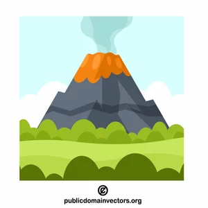 Arte do clipe vetorial do vulcão em erupção
