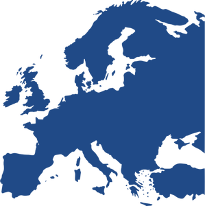 Carte de l'Europe en couleur bleu foncé