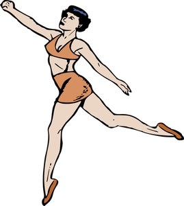 Lady in retro clothes doing exercises