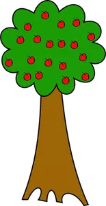 Vector drawing of cartoon tree of apples