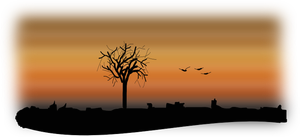Silhouette vector clip art of fall landsape