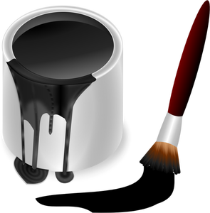 Black bucket and brush vector graphics