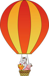 Farm animals in balloon