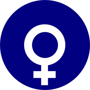 Vector illustraties van geslacht symbool voor vrouwen op blauwe achtergrond