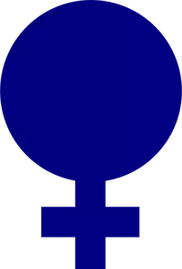 Vektor menggambar simbol penuh biru gender untuk perempuan