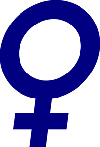 Vector illustration of dark blue italic gender symbol for females