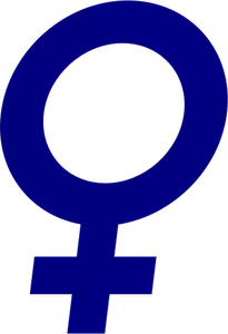 Ilustração em vetor de símbolo de gênero em itálico azul escuro para as fêmeas