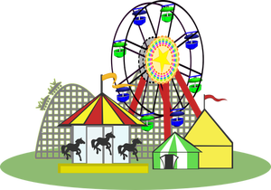 Graphiques vectoriels du cirque avec des installations pour enfants
