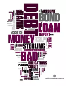 Finanzielle Wörter und Synonyme Vektor