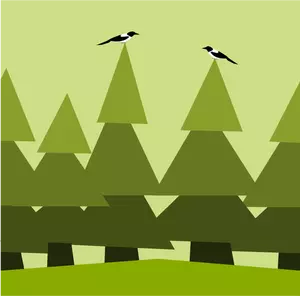 Floresta com ilustração de pássaros