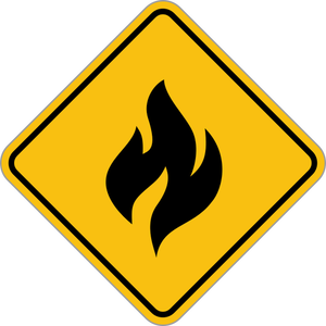 Vector image of yellow fire sign