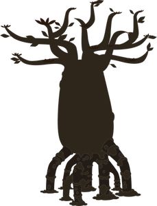 Firebug bottle tree silhouette vector illustration