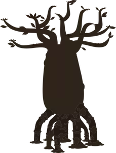 Firebug botol pohon siluet vektor ilustrasi