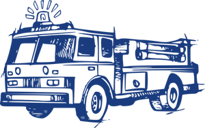 Palokunnan ajoneuvo piirustus sinisellä