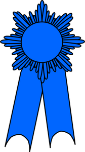 Dibujo de la medalla con una cinta azul vectorial