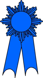 Vector drawing of medal with a blue ribbon