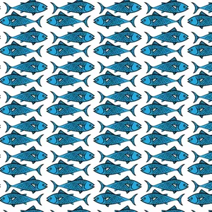 Blue fish seamless pattern