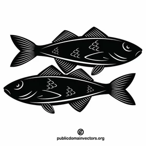 Fish monochrome vector art