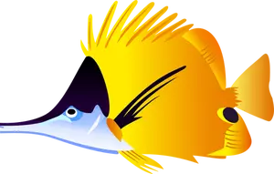Ilustração vetorial de peixe preto e amarelo