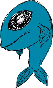 Ikan biru kartun vektor ilustrasi