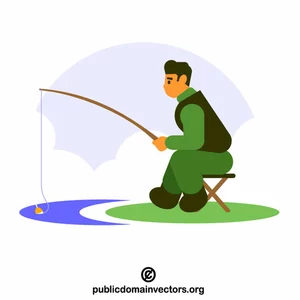 Pescatore con una canna da pesca
