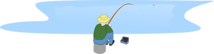 Pescador pesca por una imagen vectorial de lago