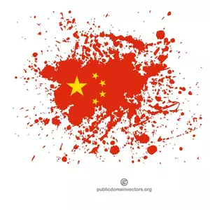 Éclaboussures d'encre avec le drapeau chinois