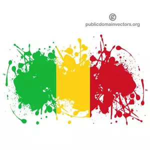 Salpicaduras de tinta en colores de la bandera de Malí