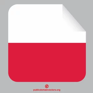 Pegatina cuadrada con bandera polaca