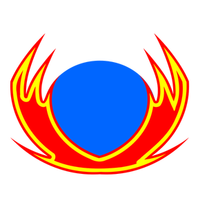 ClipArt vettoriali di fiamme intorno al segno di sole blu