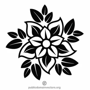 Černobílý květinový klip umění vektoru
