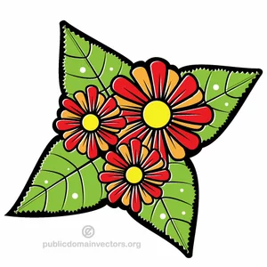 Flower on a leaf vector clip art