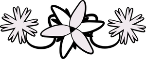 Vector de dibujo de tres flores en elemento decorativo