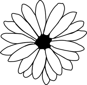 Floare floare cu petale în grafica vectoriala alb-negru
