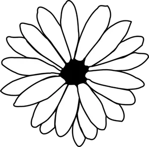 Flor floresce com pétalas em gráficos vetoriais preto e branco