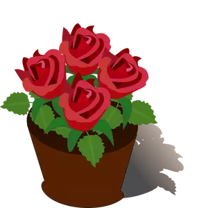 Mawar merah dalam pot