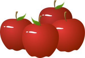 Ilustracja wektorowa cztery błyszczące jabłka