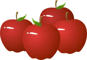 Vector illustration of four shiny apples