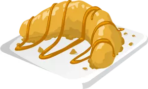 Vektor gambar pisang makanan penutup dengan karamel icing