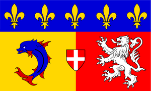 Rhône-Alpes bölgesi bayrak illüstrasyon vektör