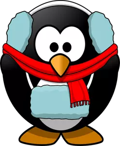 Gráficos vectoriales de pingüino en ropa de invierno