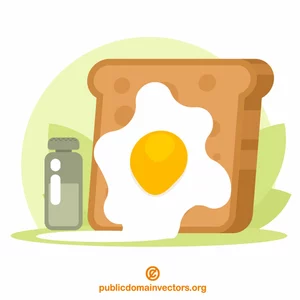 Paistettua kananmunaa ja leipäviipaletta