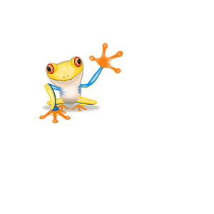 Colorful frog saying hi